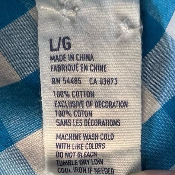 American Eagle Everyday Plaid Button Up Shirt Long Sleeve, Blue/White size Large - Picture 10 of 16